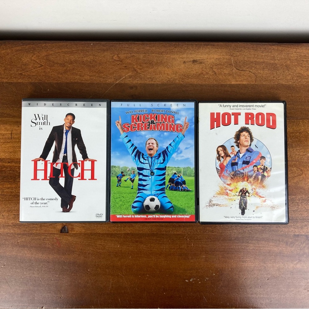 DVD LOT 3 COMEDY MOVIES  - Hitch - Kicking & Screaming - Hot Rod  *EUC*